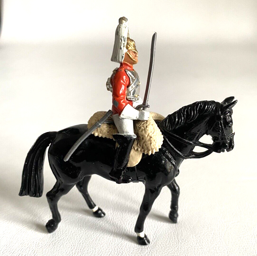 Vintage British Cast Iron Mounted Soldier Figurine 3.5"x3.5"