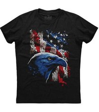 American Icon Bald Eagle And Flag Patriotic, Military Men's Black T-shirt