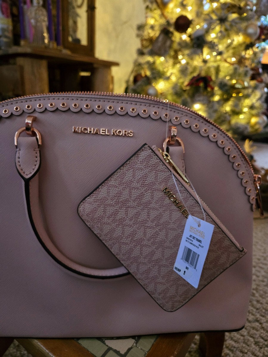 Michael Kors Emmy Blossom Large Dome Saffiano/Rose Satchel Hand