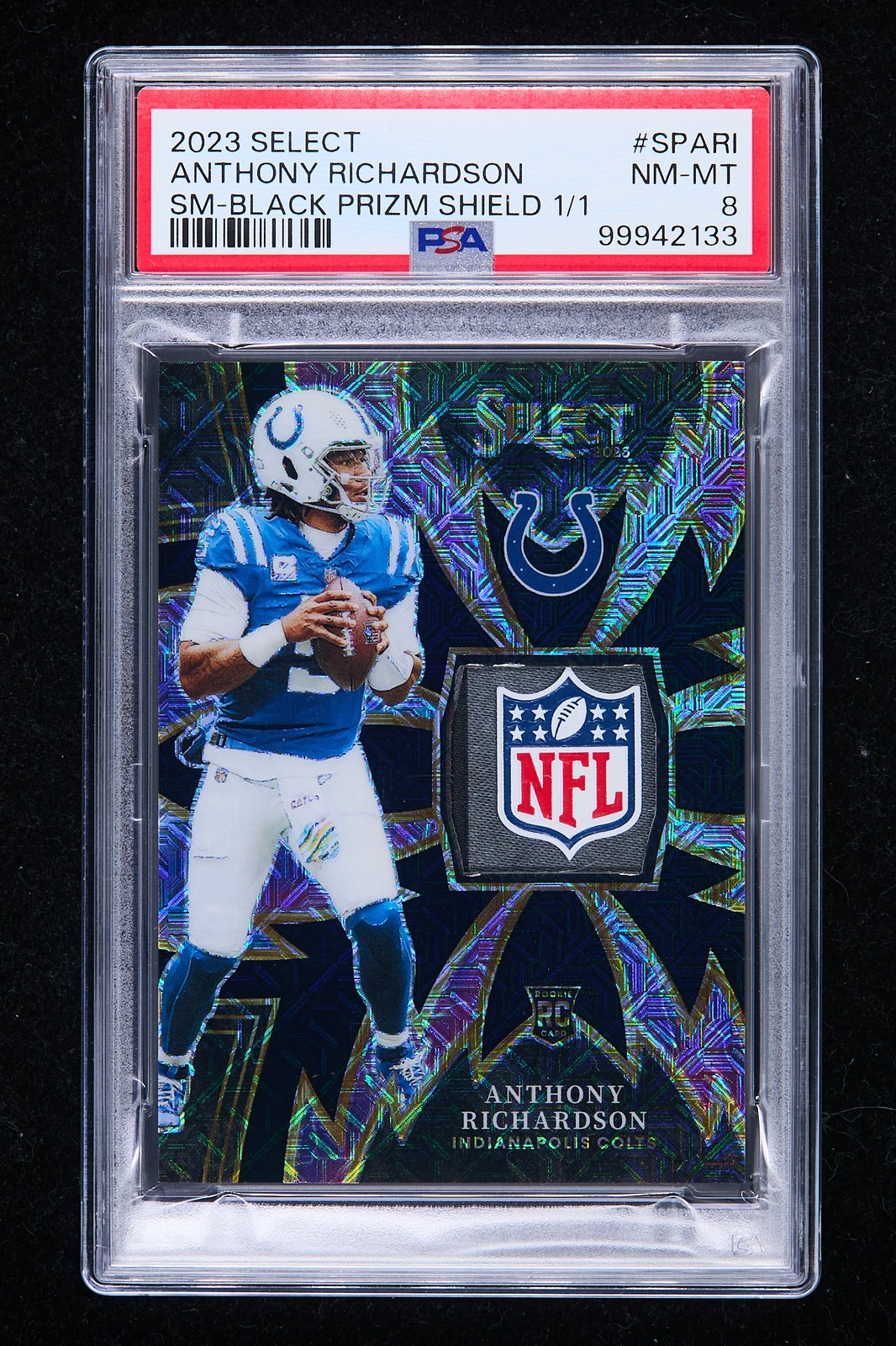 Anthony Richardson Panini Select Sparks Memorabilia #SPARI Black Prizm Laundry NFL Shield 1/1