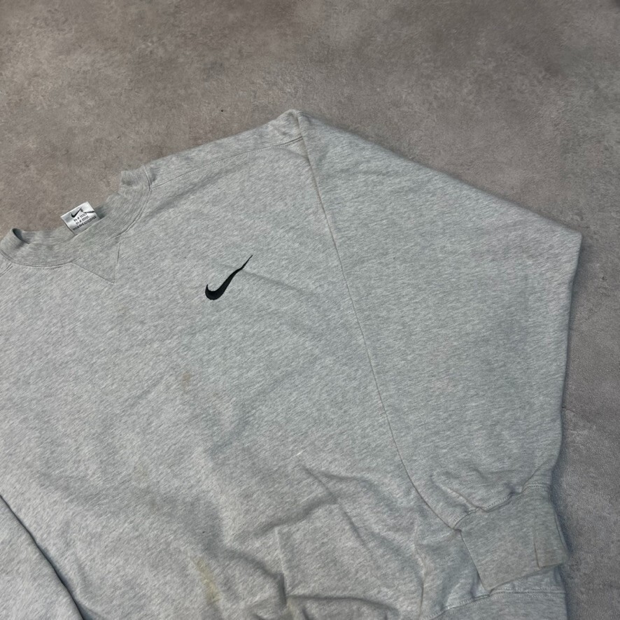 Nike Sweatshirt Mens Vintage 90s Small Swoosh Pull Over Jumper, Grey, Large image 3