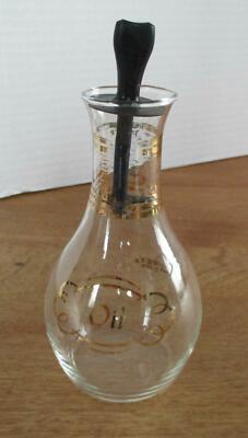 Vintage Pyrex Gold Bands Glass Oil Cruet with Stopper 5.5'' Tall