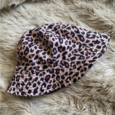 Leopard print black reversible bucket hat 90s y2k women