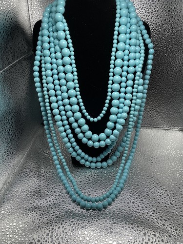 Vtg 7 Layers Of Light Blue Aqua Beads Only One Left! Simply Gorgeous!