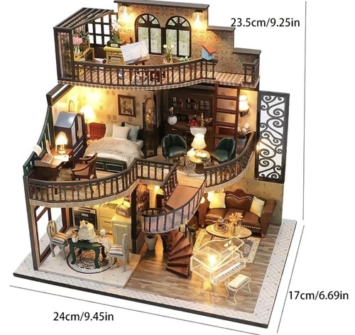 Hágalo usted mismo Construye su propia casa de muñecas miniatura 1:24 - DREAM PAVILION - Kit de artesanía grande - Imagen 2 de 7