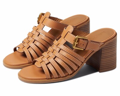 See by Chloe Cila Leather Strappy Mule Sandal Tan Brown Size 38 / US 7