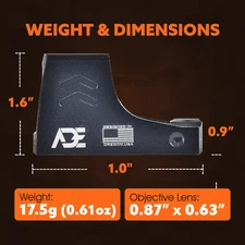 ADE RD3-030 APOLLO Solar Powered Red Dot For Taurus GX4 Toro,TX22 Compact Pistol