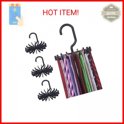 4 Pack Tie Rack Hanger Holder Hooks Organizer for Mens, 360 Degree Rotating Tie 