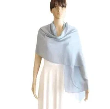 Light Dusty Blue Wrap Scarf. Long Scarf. Soft Chiffon Shawl. Handmade Shawl.