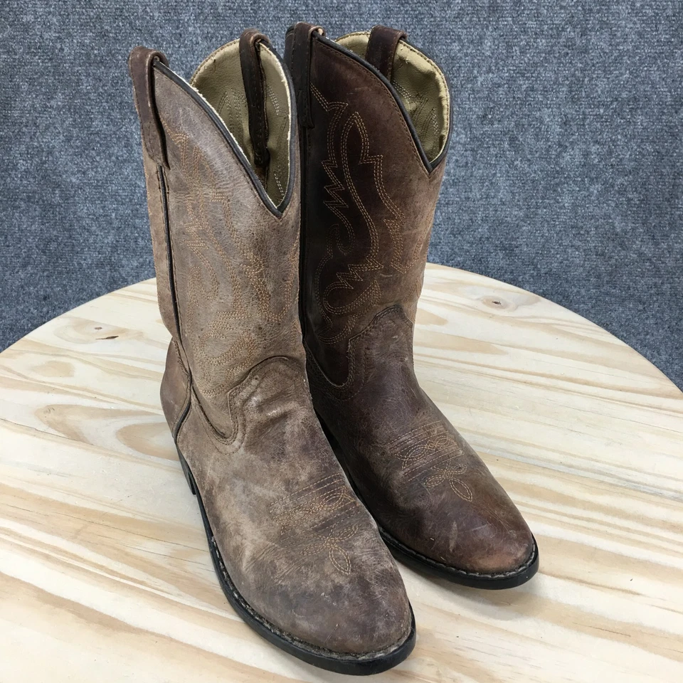 Smoky Mountain Cowboy Boots Womens 6D Western Mid Calf 3034 Brown Leather Heeled - Image 3 of 4