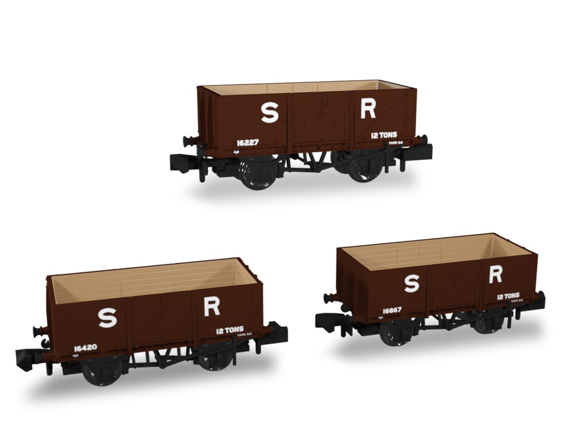 Rapido N Gauge 942007 - SECR Wagons Pack - SR pre-36 Livery 7 Planks (Dia.1355)