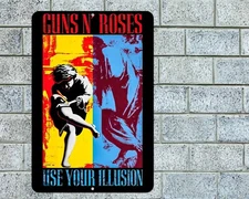 Guns N Roses Sign Aluminum Metal 8"x12" Garage Man Cave Classic Rock Concert