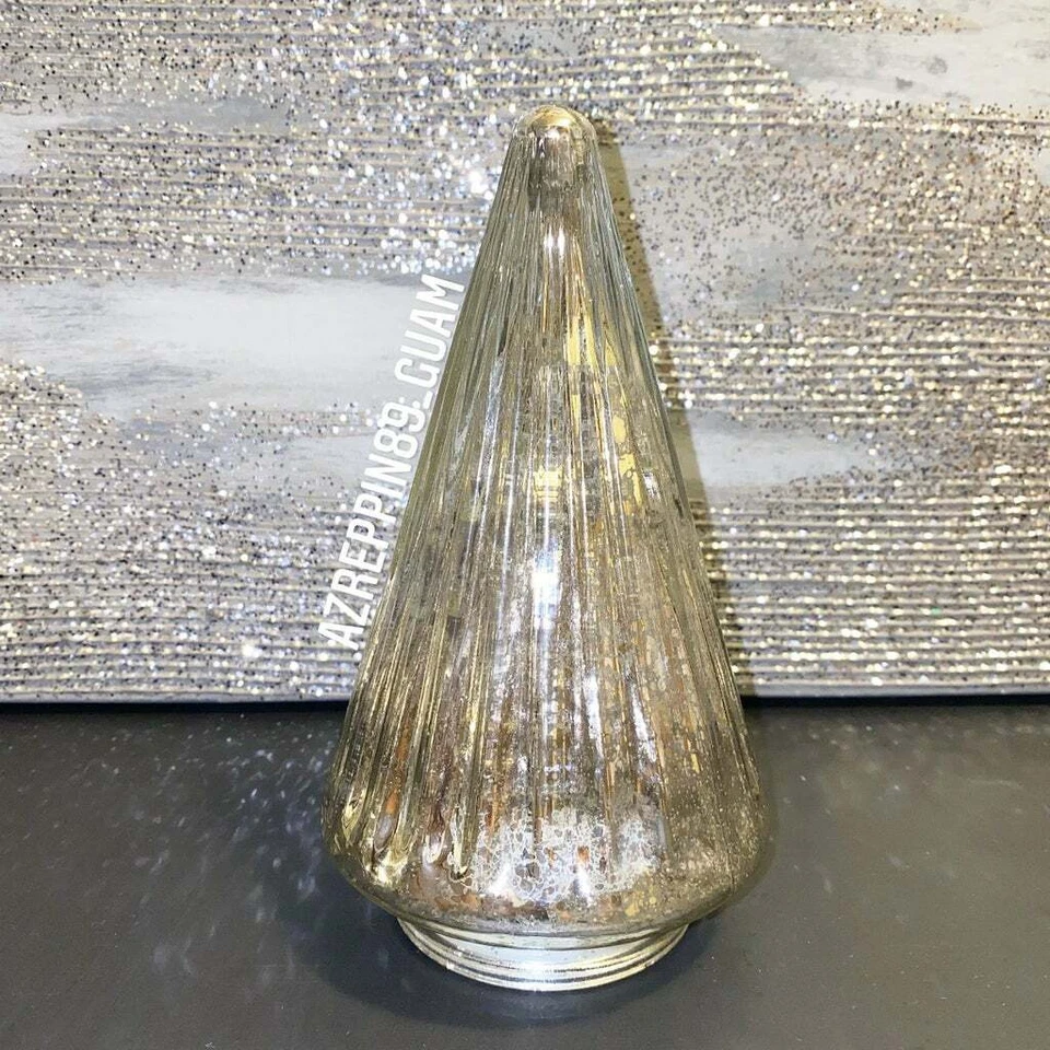 7.8" Ganz Lit Glam Mercury Glass Light Up Christmas Cone Tree Table Lamp Decor - Image 2 of 4