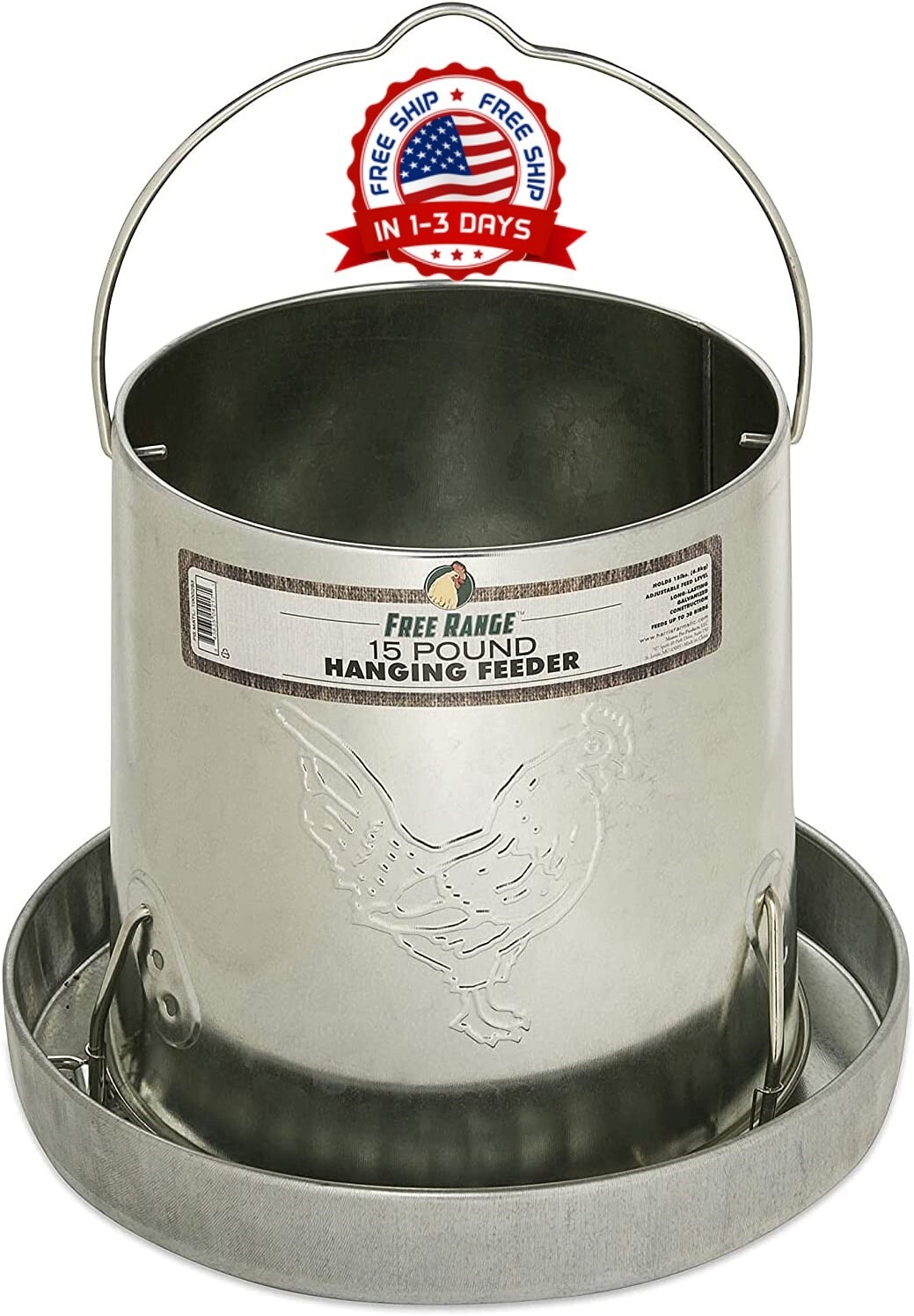 Comederos Para Gallinas De Metal Galvanizado 15 Libras Duradero Resistente Nuevo