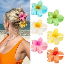 6 Pack Flower Claw Clips for Women Hawaiian Plumeria Hair Accessories