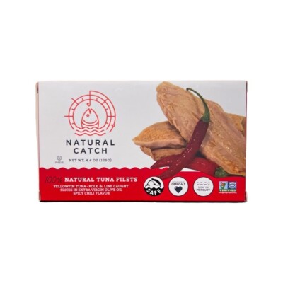 Natural Catch Tuna, Spicy Chili, Case of Twelve 4.4 Oz Tins