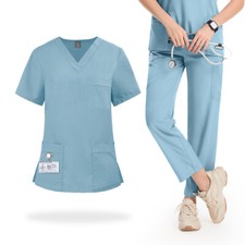 Nuevo conjunto de uniforme médico de enfermería 2025 hombres mujeres artículos de trabajo cuello en V recto