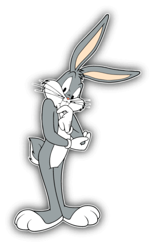 Bugs Bunny Thinking Cartoon Car Bumper Sticker Decal 3'' x 5'' - Picture 1 of 1
