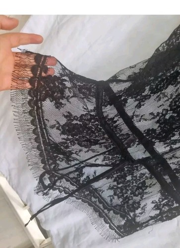 Sexy Mameluco Corto LIVY Raro Lujo Negro Transparente Floral Encaje M Cachicho - Imagen 7 de 15