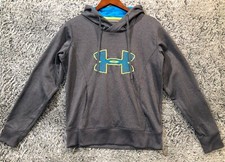 Under Armour UA Storm ColdGear Semi Fitted Hoodie Women's M Gray Blue Yellow EUC