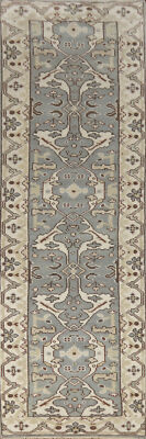 Traditional Oushak Indian Rug Runner Hand-Knotted Grey Color 3x10 ft