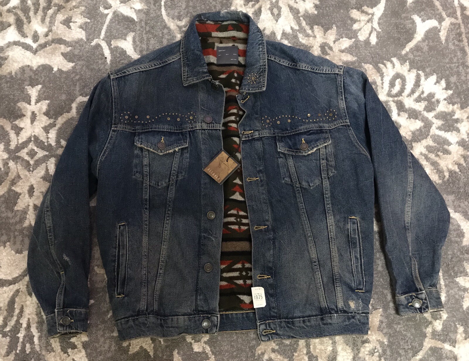 Zara MAN Denim Studded Distressed Lined 