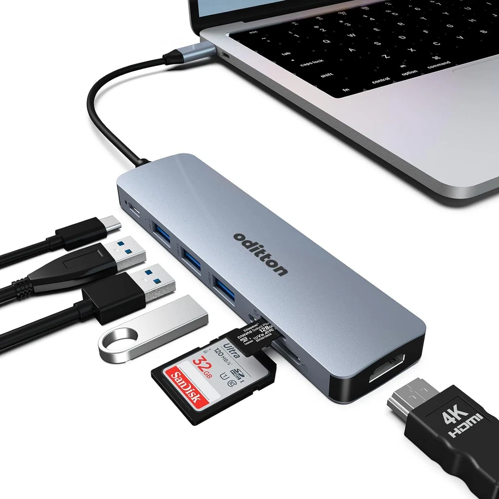 USB C Hub USB C Docking Station 7 in 1 USB Hub Multiport Adapter HDMI 100W PD 3