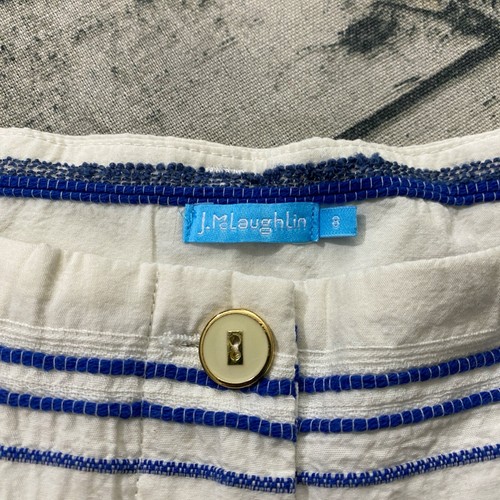 J. McLaughlin Santorini Portofino Jacquard Shorts White / Blue Striped Sz 8 $128 - Picture 8 of 9