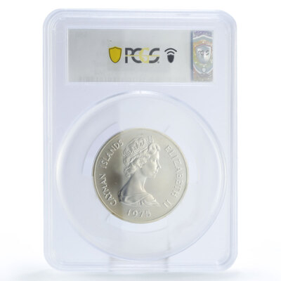 歴代女王ヤングエリザベス 1975年 ケイマン諸島 イギリス 50ドル 銀貨