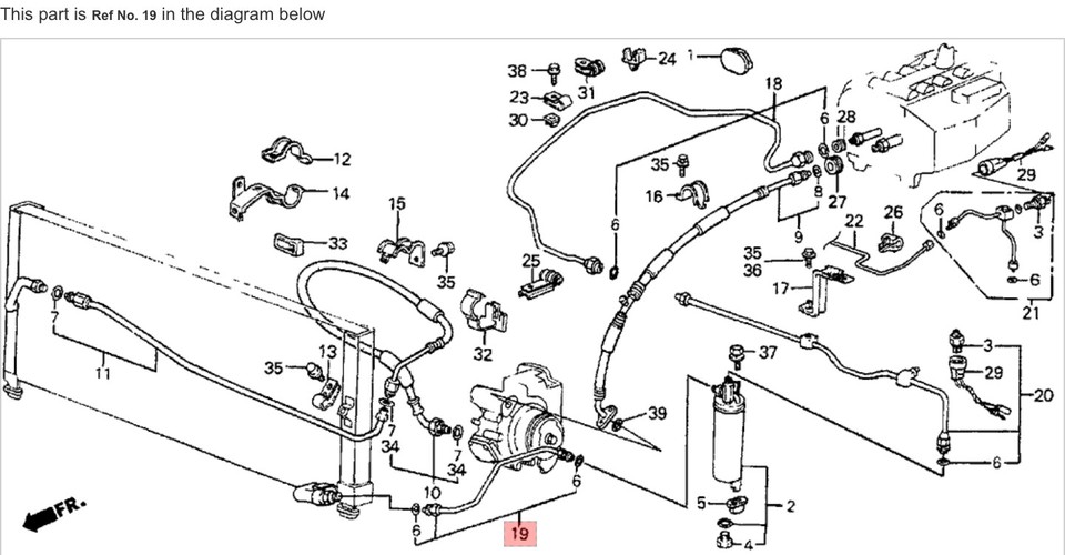 OEM A/C Condenser Pipe Line For 1988-1991 Honda Prelude – Used 80335-SF1-A12