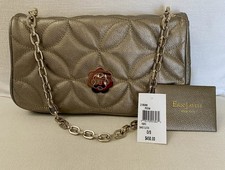 Vintage Eric Javits Quilted Leather Pewter Da...