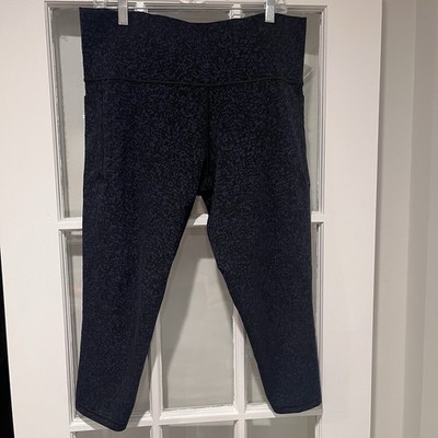 ATHLETA Blue Black Salutation Stash Pocket Gravel Tight Active Leggings Sz 2X