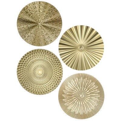 4 Pcs 12 Inch Metal Wall Art Decor Gold Sunburst Hanging Artwork Decor Modern...