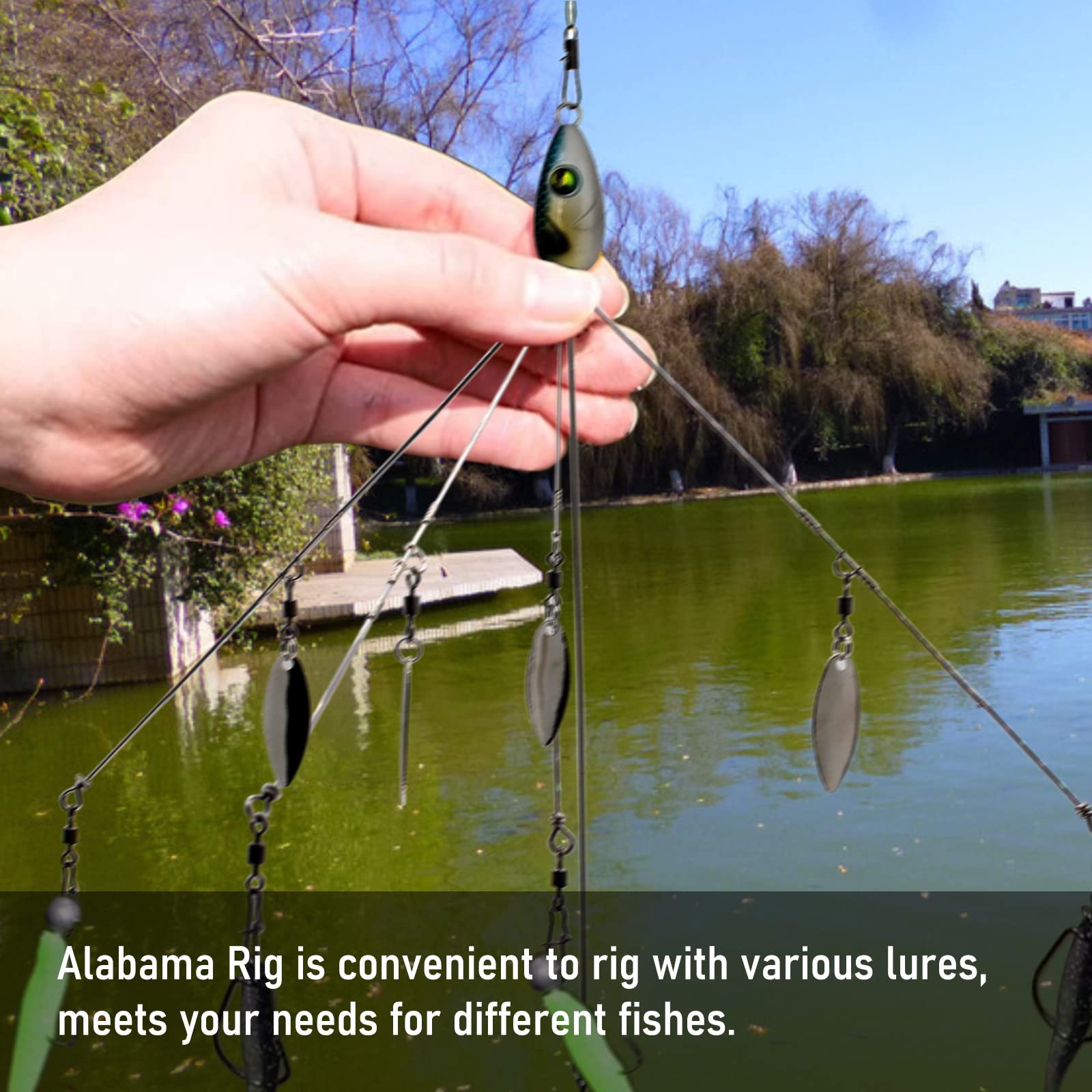 3 Pcs 8.5 in 0.6 Oz Alabama Rigs, 5 Arm Umbrella Rig Swimbait with 4 Willow L... - Image 4