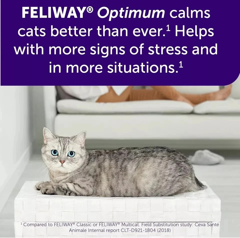 GENUINE FELIWAY Optimum Pheromone Diffuser Refill 6 Pack 48mL Happy Cats Friends - image 3 of 4