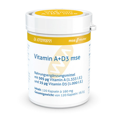 Dr. Enzmann Vitamin A 505µg + D3 25µg - 120 Vegane Kapseln für Immunsystem - MSE