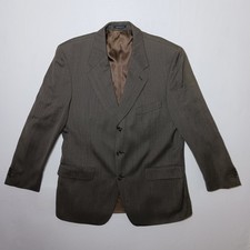 Vintage Yves Saint Laurent Mens Wool Sport Coat 44R Brown Herringbone