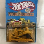 Vintage Diecast 1991 Hot Wheels Workhorses CAT Bulldozer Yellow box 11