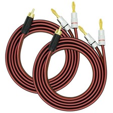 2Pack RCA to Banana Plug Speaker Cable 14AWG 4N OFC Gold-Plated - Double Shie...