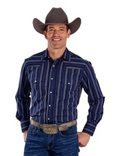 Roper Western Shirt Mens L/S Snap Stripe Blue 01-001-0044-0436 BU