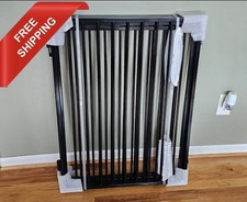 Metal Freestanding Dog Gates with Door,Extra Wide 24", 32" Height Foldable
