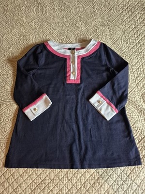 Talbot's Women's LP Petite Tunic Navy Pink 3/4 Sleeve Jersey Knit 