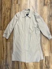Vintage London Fog Trench Coat Tan Raincoat Removable 100 Poly-Liner 48 Long