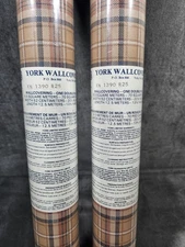Vintage NOS York Wallcoverings Plaid Wallpaper/KN 1390 R25/USA/70 sq feet