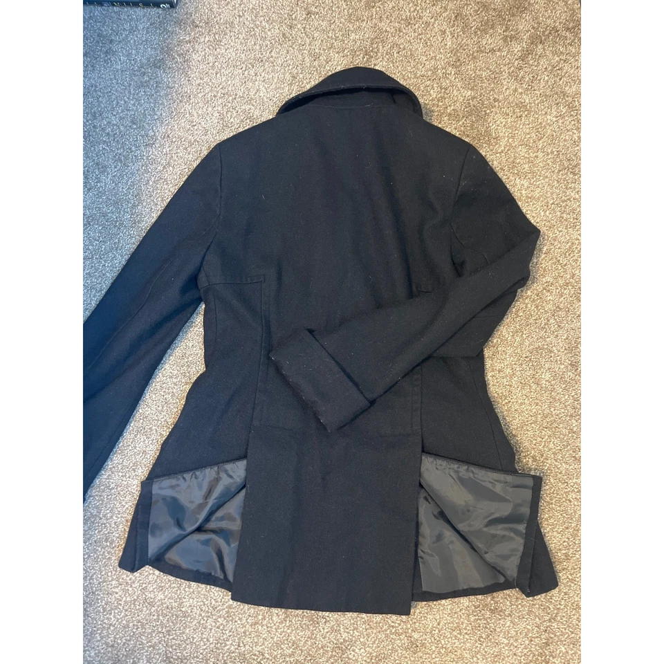 Chaqueta Abrigo Moda International Negra Doble Pecho Mezcla Lana Guisante Para Mujer S Foto 3 de 3