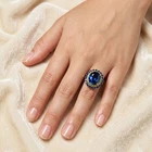Graceful Royal Blue Sapphire 9.35Ct 925 Sterling Silver Rose Gold Rings Size 6.5