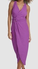 Siena Womens' Purple Faux-Wrap Midi Dress Size 12