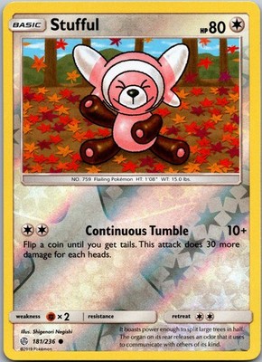 Stufful 181/236 Common Cosmic Eclipse Pokemon Reverse Holo Near Mint