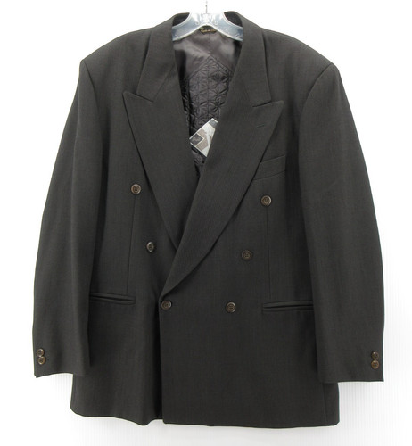 Pal Zileri Sport Coat Men 42 Gray Pull Blazer Wool Double Breasted Quilted Lined