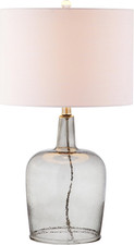 26" Smoked Gray Glass LED Table Lamp, Modern Contemporary Bedside Nightstand Lam